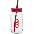 25 Oz. Red Mason Jar W/Color Lid